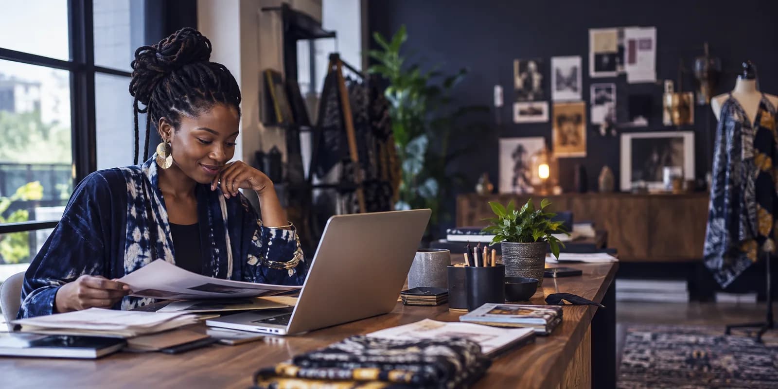 Independent business owner working at a laptop